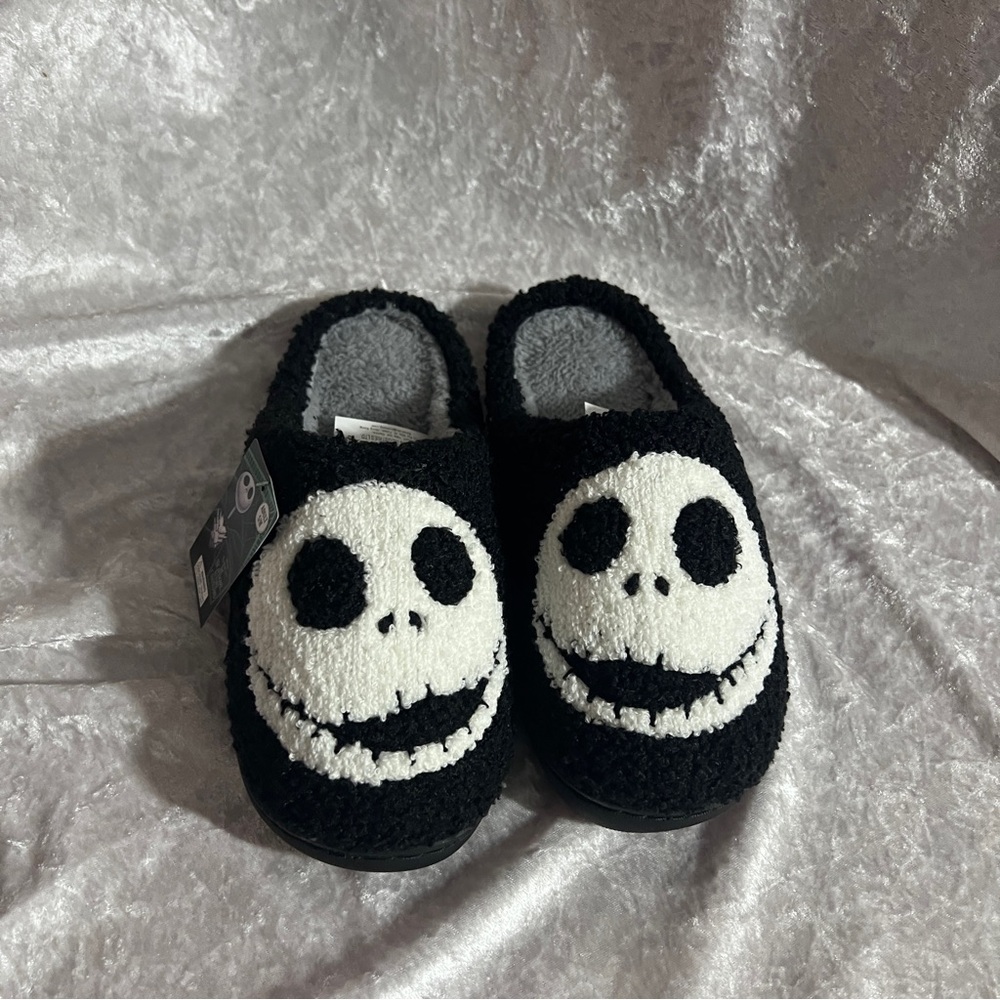 Black and White Smiley Face Slippers